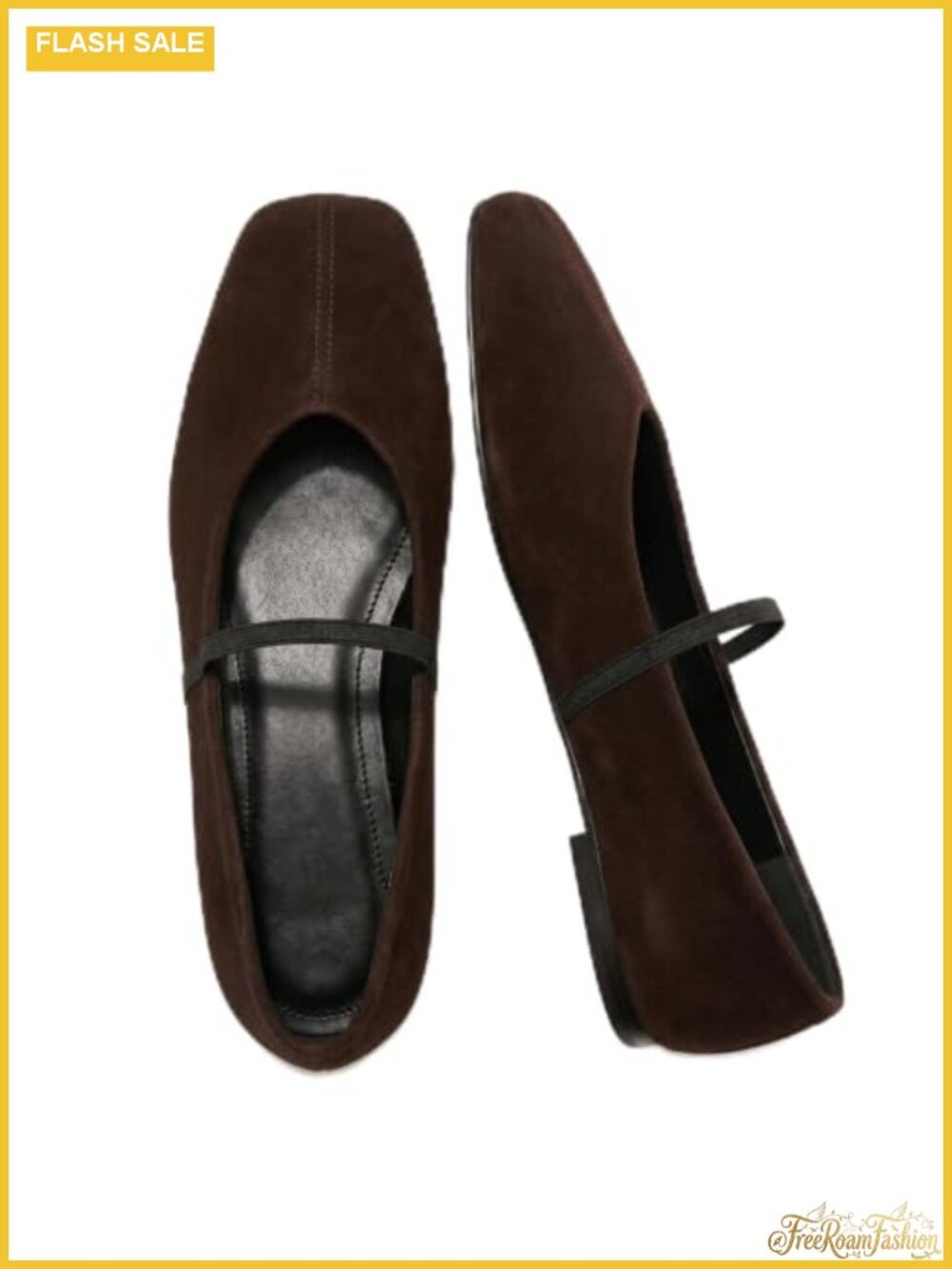 Women's Square Toe Ballet Flats Elastic Strap Mary Jane Shoes
